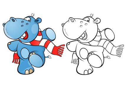 动画片母亲和小河马的媒介例证在丛林里可爱的小河马可爱的小河马字符