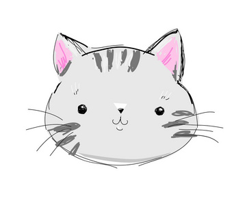 手绘板可爱印花手绘可爱猫素描矢量插图图案儿童印花t恤照片