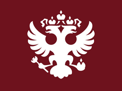 heraldyc俄罗斯纹象形图. 现代矢量插图与两头鹰在雷达背景.