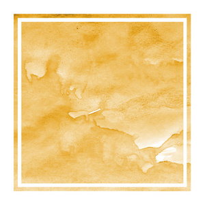 浅橙色手绘水彩矩形框架背景纹理与污渍。 现代设计元素