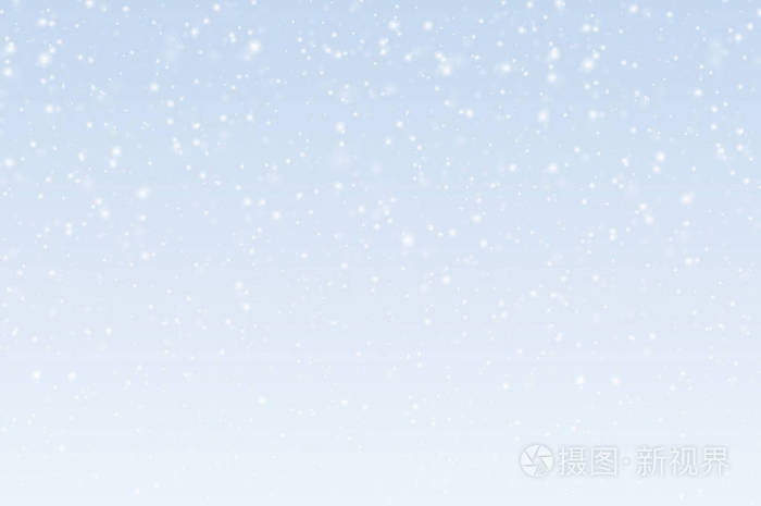 蓝色和灰色天空中雪中透明飘落的雪花的矢量插图.