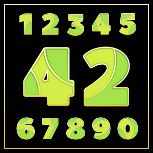 第4部分第3部分.搪瓷珠宝艺术以绿色隔离数字.