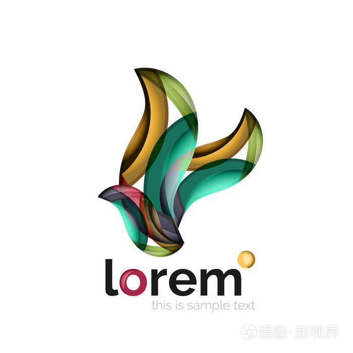 创建重叠平滑形状矢量业务图标的抽象几何标志