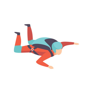 冲压空气降落伞跳伞人通过空气与降落伞坠落, 极限运动, 休闲活动概念