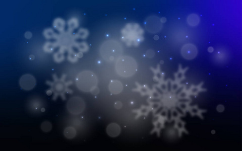 深蓝色矢量背景与圣诞雪花。 雪在模糊的抽象背景上有梯度。 该模式可用于年度新网站。