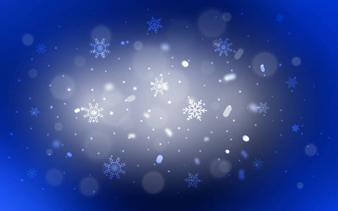 深蓝色矢量图案与圣诞雪花。 现代几何抽象插图与冰晶。 新年设计为您的商业广告。