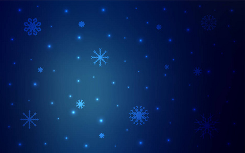 深蓝色矢量纹理与彩色雪花。 闪耀的彩色插图与雪在圣诞节风格。 该模式可用于新年传单。