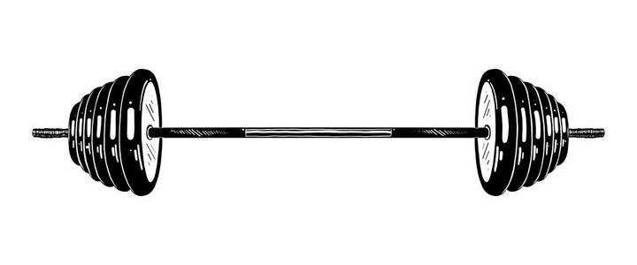 手绘杠铃在白色背景上孤立的黑色素描. 详细的复古蚀刻风格图纸.掌
