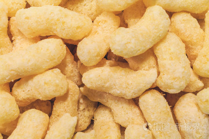 甜玉米片早餐准备特写