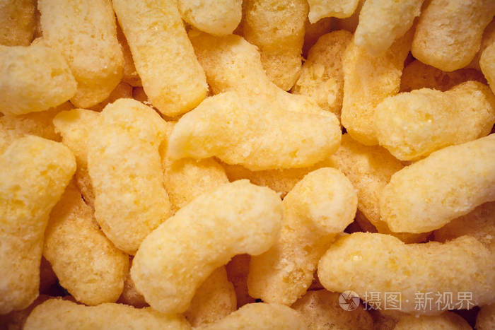 甜玉米片早餐准备特写