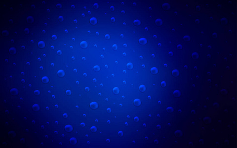 带球的深蓝色矢量图案。 插图与一套闪亮的彩色抽象圆圈。 该图案可用于水产广告小册子。