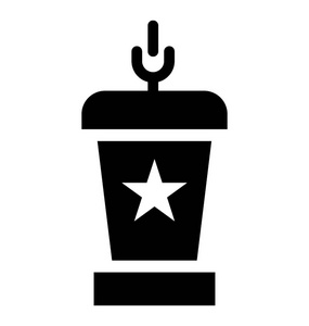 一个麦克风奖杯，上面有星星，象征着政党的标志