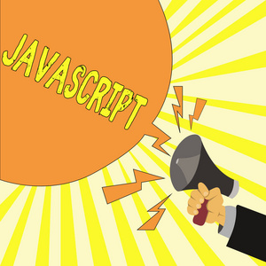 显示 Javascript 的文本符号。用于创建交互效果的概念照片计算机编程语言