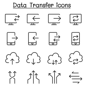 数据传输互联网网络连接图标设置为细线样式