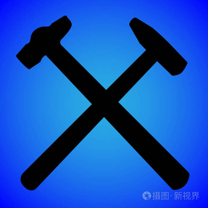 查出的锤子剪影蓝色背景向量例证