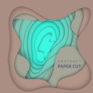 矢量背景与浅青绿色纸切割形状。 三维抽象纸艺术风格设计布局为商业演示传单海报打印装饰卡小册子封面。