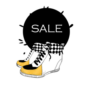 促销豪华横幅, 价格标签, 折扣贴纸, 徽章, 鞋店海报, 商店照片