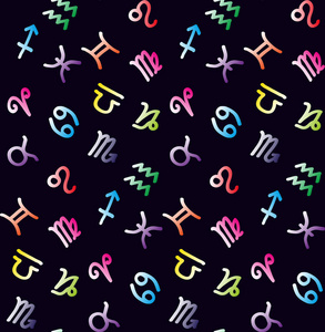 星座符号彩色无缝矢量图案照片