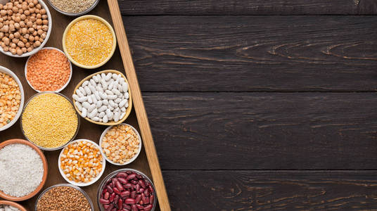 选择你的粥。谷物和豆类分类