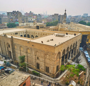 i mosque with beautiful porch and large courtyard, Cairo, Egypt.