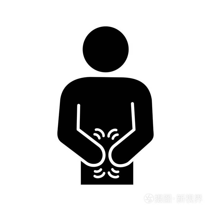 腹泻消化不良胃痛疾病症状图矢量比基尼区域图标紧张紧张的字形图标