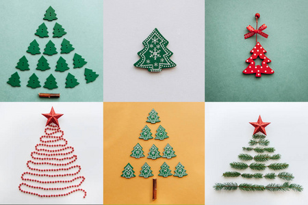 创意创意各种圣诞树上的多色背景