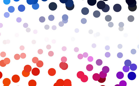 浅蓝色红色矢量图案与彩色球体。 半色调风格的白色背景上重复圆圈的几何样本。