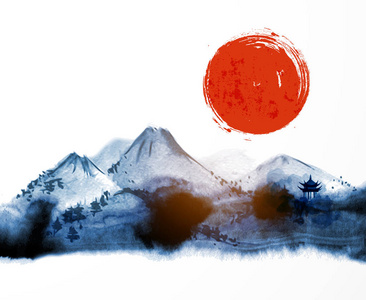 传统的东方水墨画苏姆·恩·华插画