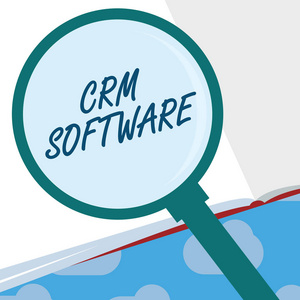 显示 Crm 软件的文本符号。概念照片客户关系 analysisagement 用于与客户接洽