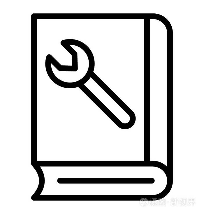 带有扳手标志的书显示技工手册图标