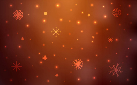 浅红色矢量布局与明亮的雪花。 闪烁的抽象插图与冰晶。 该模式可用于新年传单。