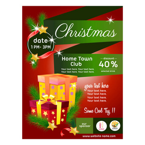 彩色圣诞海报与礼物盒图片