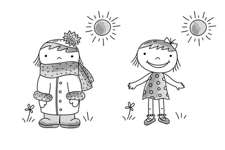 穿衣服的女孩, 穿着暖和衣服的女孩照片