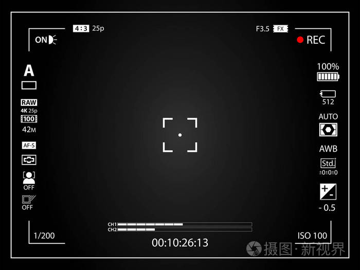 黑色现代数码相机取景器模板与视觉效果.