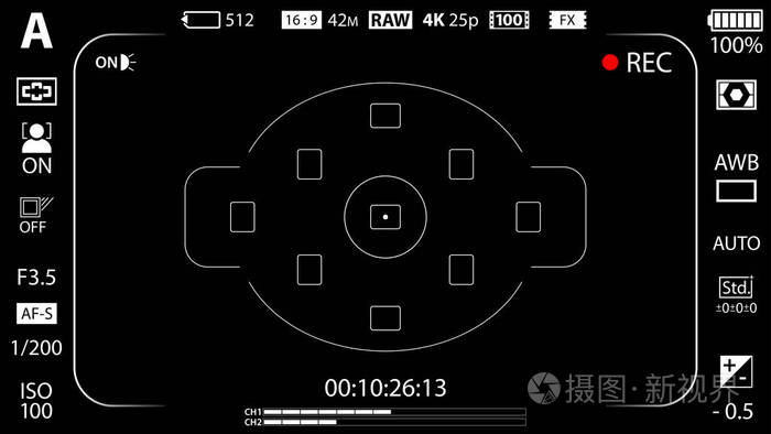 现代数字摄像机聚焦屏幕设置模板.