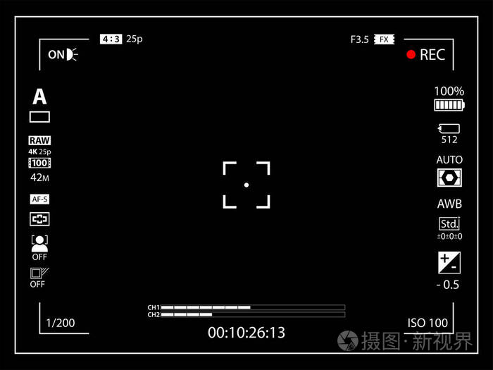 现代数字摄像机聚焦屏幕设置模板.