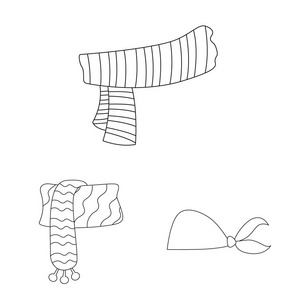 围巾和披肩图标的矢量设计。一套围巾和附件矢量图标股票