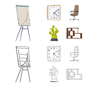 家具和工作符号的矢量设计。家具和家庭股票矢量图的收集