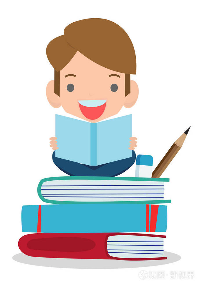 可爱的孩子读书可爱的孩子读书快乐的孩子一边读书一边在白色背景上