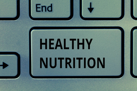 显示健康营养的文字符号。概念照片吃健康和营养食物均衡饮食