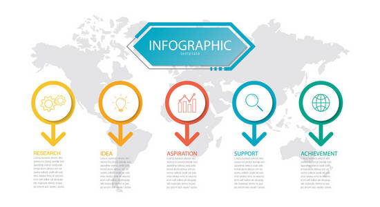 演示业务信息图形模板抽象信息图形编号选项模板用于Web设计业务步骤选项横幅。 矢量图。