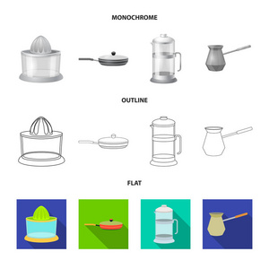 厨房和厨师图标的矢量插图。厨房和家电库存矢量图集