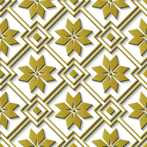 无缝浮雕装饰复古图案金星检查几何交叉框架花.