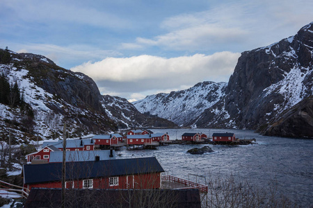 挪威冬季洛夫顿群岛的美丽景色