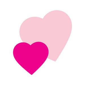 两颗粉红色的心在一起。 矢量图