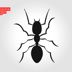 抽象黑色蚂蚁设计.一个黑色剪影蚂蚁的向量例证.孤立的白色背景.