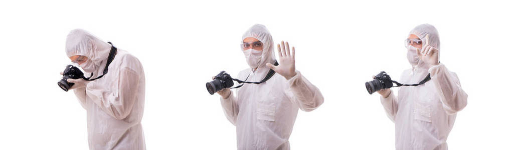 防护服法医专家拍摄白色照片