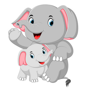 大象正在浇花图片