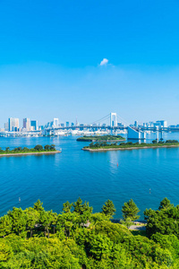 美丽的建筑建筑东京城市景观与彩虹桥在日本