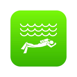 潜水员潜水西装图标数字绿色潜水男子